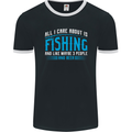 Funny Antisocial Fishing Fisherman Mens Ringer T-Shirt FotL Black/White