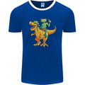 T-Rex and a Frog Dinosaur Mens Ringer T-Shirt FotL Royal Blue/White