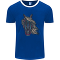 A Tribal Horse Equestrian Mens Ringer T-Shirt Royal Blue/White