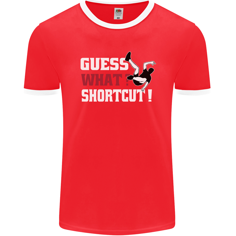 Parkour Shortcut Mens Ringer T-Shirt FotL Red/White