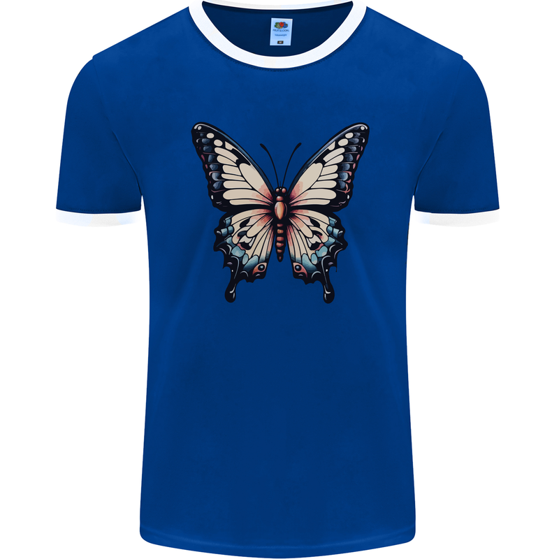 A Stunning Butterfly Mens Ringer T-Shirt FotL Royal Blue/White