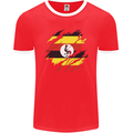 Torn Uganda Flag Ugandan Day Football Mens Ringer T-Shirt FotL Red/White