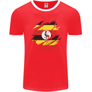 Torn Uganda Flag Ugandan Day Football Mens Ringer T-Shirt FotL Red/White