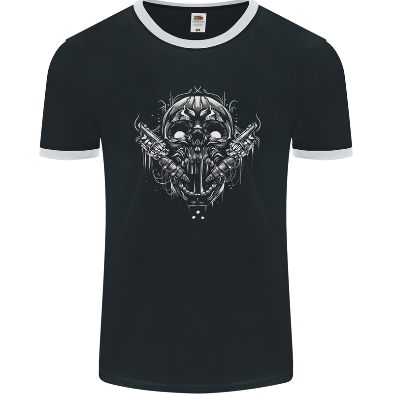 Tattoo Artist Skull Tattooist Mens Ringer T-Shirt FotL Black/White