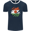 Torn Niger Flag Nigerien Day Football Mens Ringer T-Shirt FotL Navy Blue/White