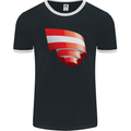 Curled Austria Flag Austrian Day Football Mens Ringer T-Shirt FotL Black/White