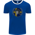 Sweden Bodybuilding Flag Gym Training Swedish Mens Ringer T-Shirt FotL Royal Blue/White