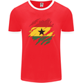 Torn Ghana Flag Ghanaian Day Football Mens Ringer T-Shirt FotL Red/White