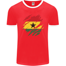 Torn Ghana Flag Ghanaian Day Football Mens Ringer T-Shirt FotL Red/White