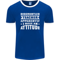 Teacher Attitude Funny Teaching Maths English Mens Ringer T-Shirt FotL Royal Blue/White