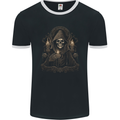 Gothic Grim Reaper Goth Heavy Metal Skull 3 Mens Ringer T-Shirt FotL Black/White