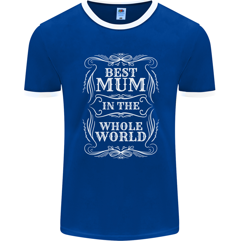Best Mum in the World Mothers Day Mens Ringer T-Shirt FotL Royal Blue/White