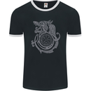 Viking Wolf With Vegvisir Symbol Mens Ringer T-Shirt FotL Black/White