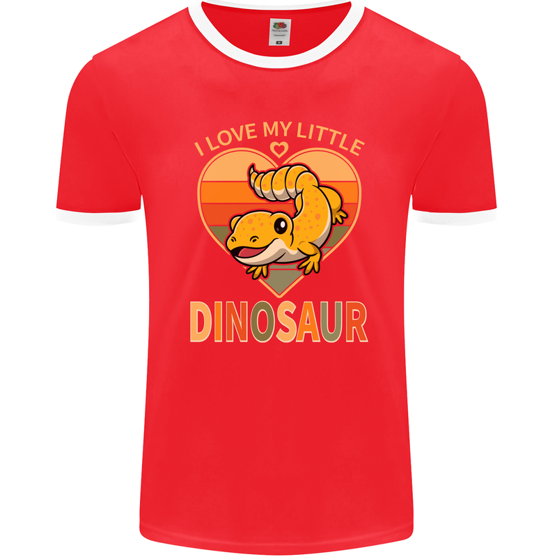 I Love My Little Dragon Bearded Dragon Mens Ringer T-Shirt FotL Red/White