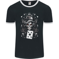 The Queen of Clubs Skull Mens Ringer T-Shirt FotL Black/White