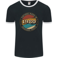 43rd Birthday  Vintage Made In 1980 Mens Ringer T-Shirt FotL Black/White