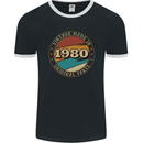 43rd Birthday  Vintage Made In 1980 Mens Ringer T-Shirt FotL Black/White