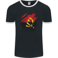 Torn Angola Flag Angolan Day Football Mens Ringer T-Shirt FotL Black/White