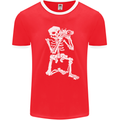 Skeleton Photographer Photography Mens Ringer T-Shirt FotL Red/White