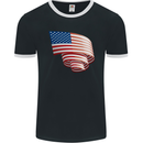 Curled USA Flag Independence Day Football Mens Ringer T-Shirt FotL Black/White