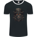 A Heavy Metal Skull Cowboy Demon Evil Mens Ringer T-Shirt FotL Black/White