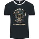 Grim Reaper Tactical Skull Military Army Mens Ringer T-Shirt FotL Black/White