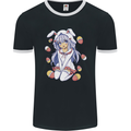 Easter Anime Girl With Eggs and Bunny Ears Mens Ringer T-Shirt FotL Black/White