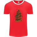 Funny Christmas Pizza Tree Xmas Food Mens Ringer T-Shirt FotL Red/White