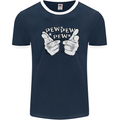 Pew Pew Pew Hands Funny Sci-Fi Lightsaber Mens Ringer T-Shirt FotL Navy Blue/White