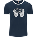 Pew Pew Pew Hands Funny Sci-Fi Lightsaber Mens Ringer T-Shirt FotL Navy Blue/White