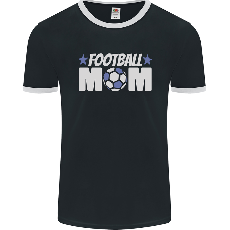 Football Mum Mom Mens Ringer T-Shirt FotL Black/White