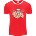 Bad Santa Christmas Tattoo Xmas Biker Gym Mens Ringer T-Shirt FotL Red/White