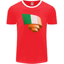 Curled Ireland Flag Irish St Patricks Day Football Mens Ringer T-Shirt FotL Red/White