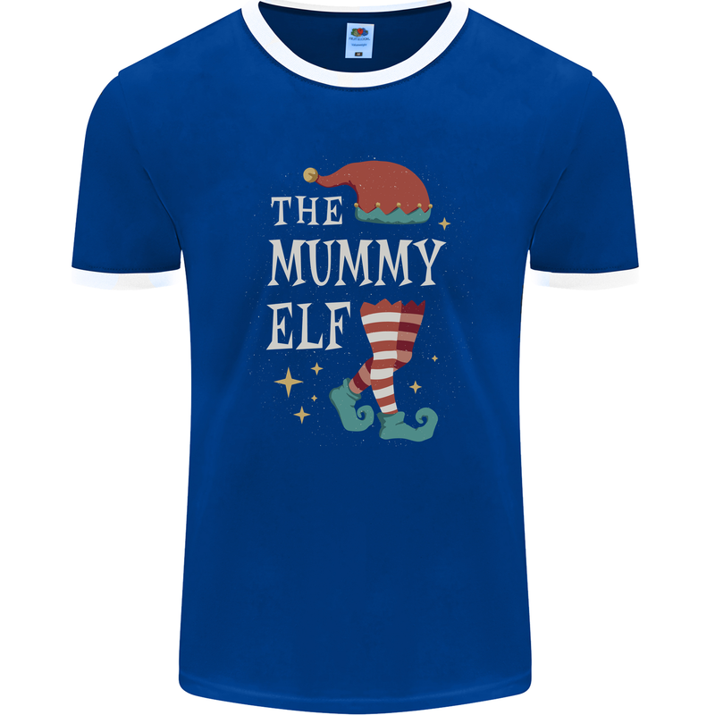 The Mummy Elf Funny Christmas Xmas Mens Ringer T-Shirt FotL Royal Blue/White