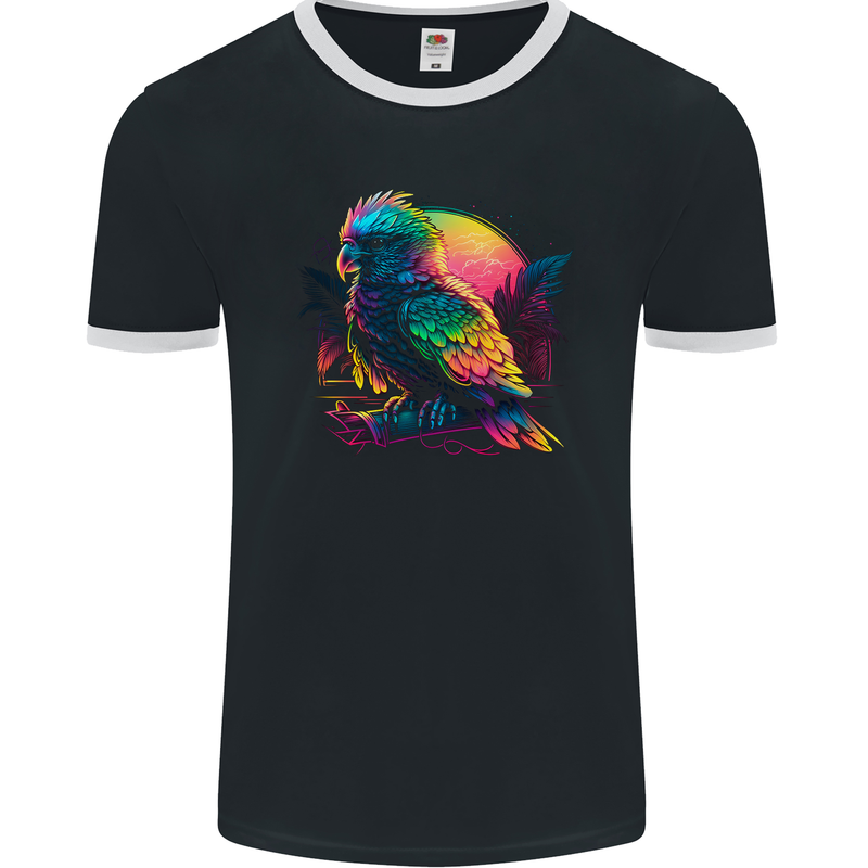 A Colourful Parrot Mens Ringer T-Shirt FotL Black/White