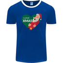 I Love Xmas Santa Claus Christmas Mens Ringer T-Shirt FotL Royal Blue/White
