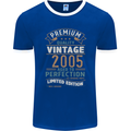 Premium Vintage 18th Birthday 2005 Mens Ringer T-Shirt FotL Royal Blue/White