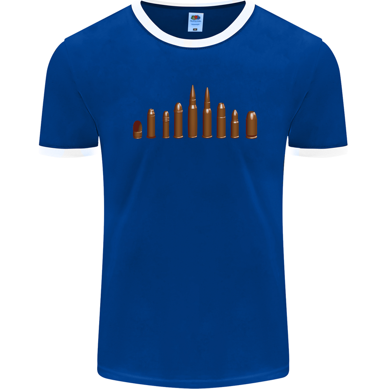 Bullets Hunting Army Military Sniper Soldier Para Mens Ringer T-Shirt FotL Royal Blue/White