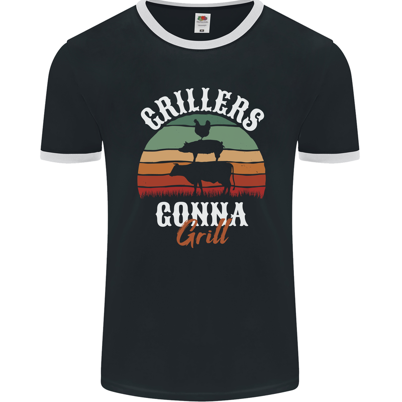 Grillers Gonna Grill BBQ Food Mens Ringer T-Shirt FotL Black/White