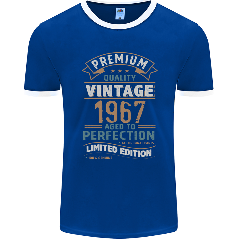 Premium Vintage 56th Birthday 1967 Mens Ringer T-Shirt FotL Royal Blue/White
