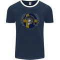 Sweden Bodybuilding Flag Gym Training Swedish Mens Ringer T-Shirt FotL Navy Blue/White