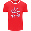 Happy Easter Cool Rabbit Ears and Feet Mens Ringer T-Shirt FotL Red/White