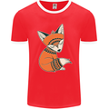 A Cute Tribal Fox Mens Ringer T-Shirt FotL Red/White