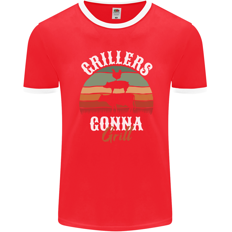Grillers Gonna Grill BBQ Food Mens Ringer T-Shirt FotL Red/White
