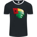 Curled Guinea-Bissau Flag Day Football Mens Ringer T-Shirt FotL Black/White