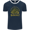 Bushcraft Funny Outdoor Persuits Camping Scouts Mens Ringer T-Shirt FotL Navy Blue/White