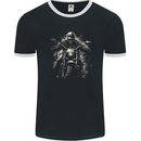 Skull Biker Motorcycle Motorbike Grim Reaper 19 Mens Ringer T-Shirt FotL Black/White