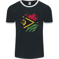 Torn Vanuatu Flag Day Football Mens Ringer T-Shirt FotL Black/White