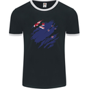 Torn New Zealand Flag Zealander Kiwi Day Mens Ringer T-Shirt FotL Black/White