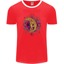 A Geometric Chameleon Mens Ringer T-Shirt FotL Red/White